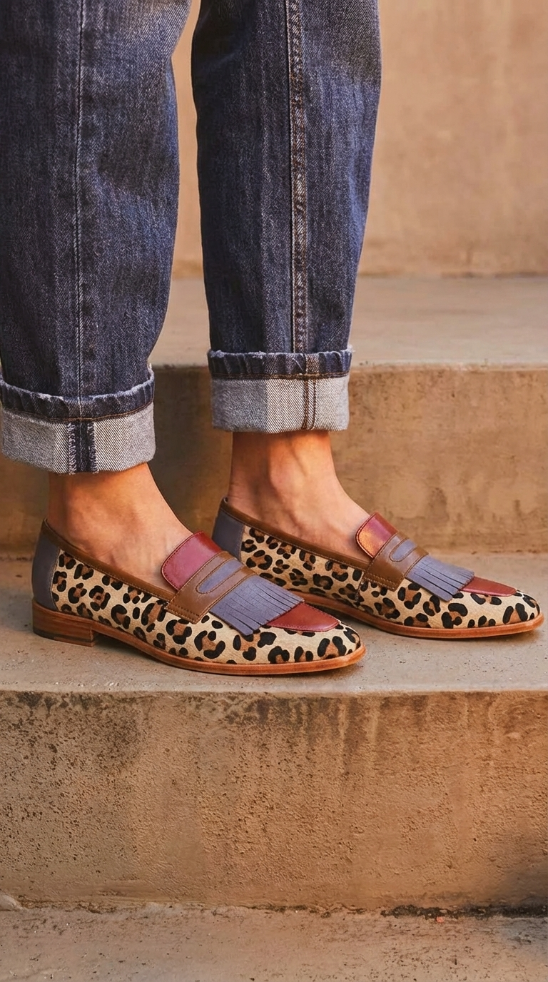 Dámské mokasíny v elegantním stylu s leopardím vzorem
