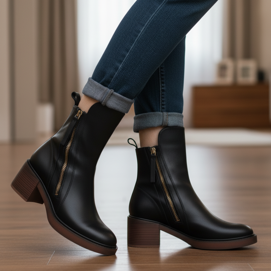 Dámské kozačky v elegantním stylu, na podpatku