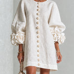 Dámské mini šaty s květinovým motivem, s knoflíky