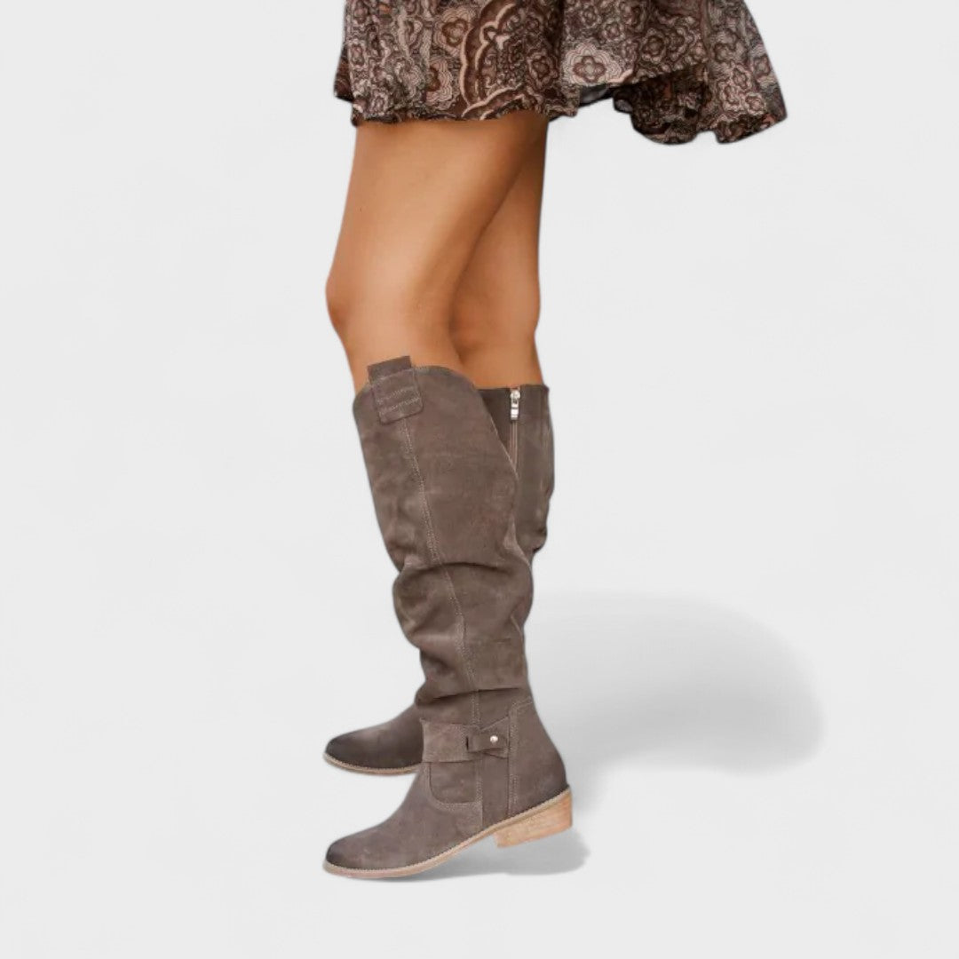 Dámské kozačky na zip, na podpatku