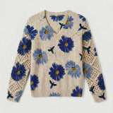 Dámský svetr v elegantním stylu, s květinovým motivem