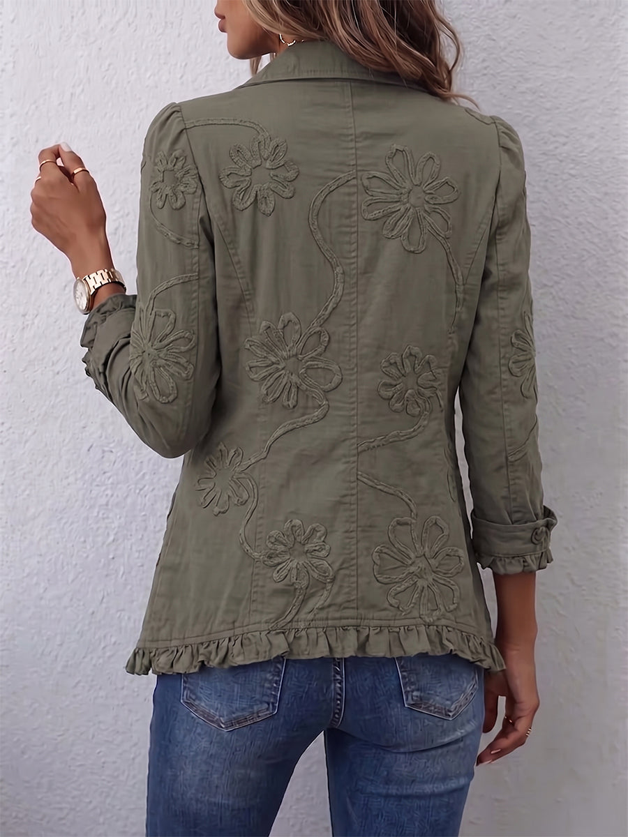 Dámské sako v boho stylu s květinovým motivem