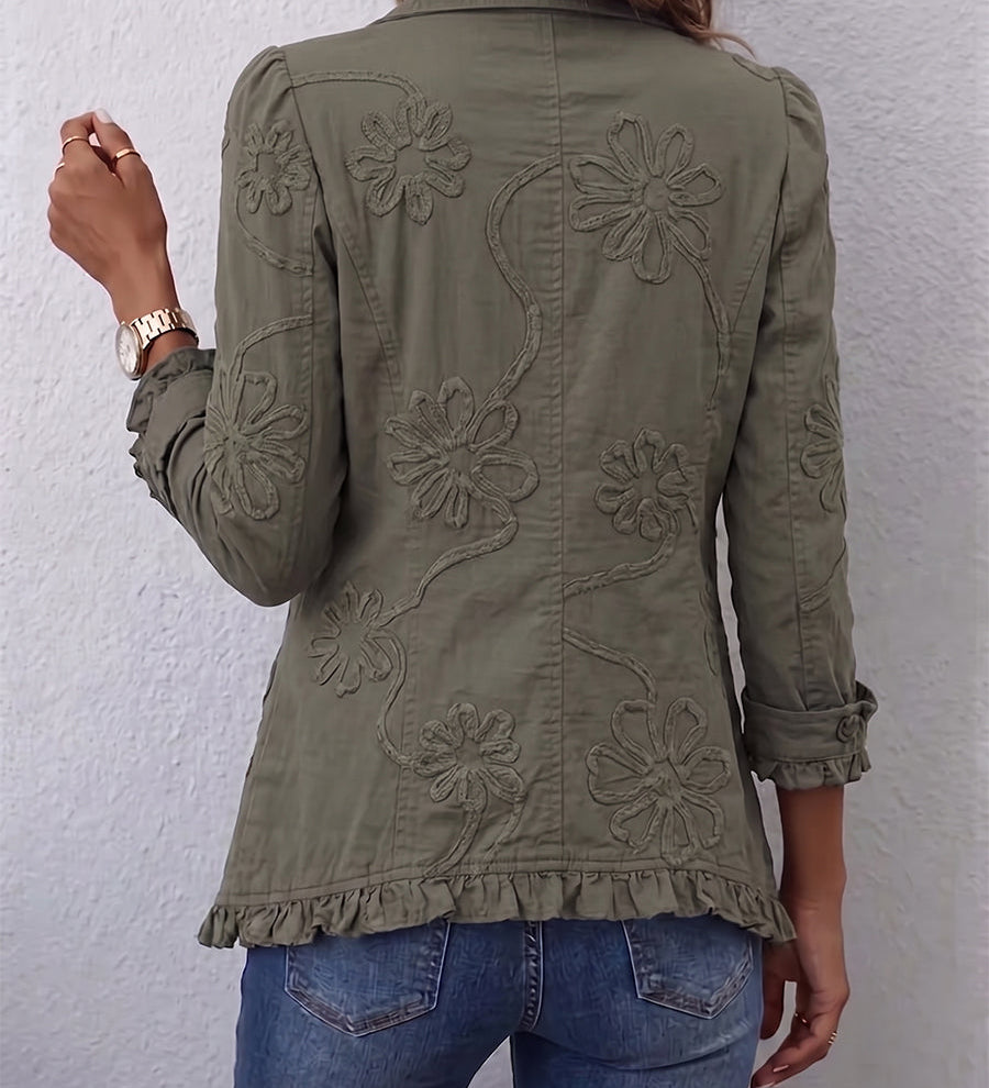 Dámské sako v boho stylu s květinovým motivem